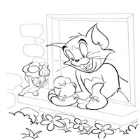 Раскраски с героями из мультфильма Том и Джерри (Tom and Jerry) - птенчик