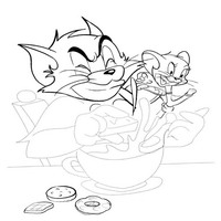Раскраски с героями из мультфильма Том и Джерри (Tom and Jerry) - обед