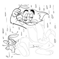 Раскраски с героями из мультфильма Том и Джерри (Tom and Jerry) - дождь