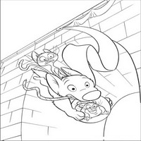 Раскраски с героями из мультфильма Вольт (Volt) - прыжок с моста