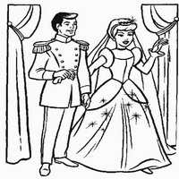Раскраски с героями из мультфильма Золушка (Cinderella) - Золушка и принц