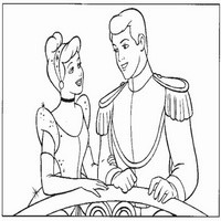Раскраски с героями из мультфильма Золушка (Cinderella) - Золушка знакомится с принцем