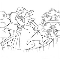 Раскраски с героями из мультфильма Золушка (Cinderella) - Золушка вальсирует с принцем