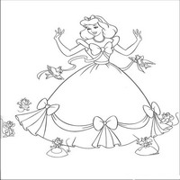 Раскраски с героями из мультфильма Золушка (Cinderella) - мфшки шьют платье