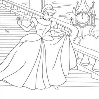 Раскраски с героями из мультфильма Золушка (Cinderella) - Золушка спешит домой