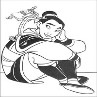 Раскраски с героями из мультфильма Мулан (Mulan) - Мушу дает советы
