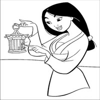 Раскраски с героями из мультфильма Мулан (Mulan) - кузнечик счастье принесет