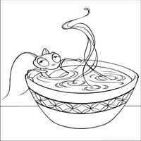 Раскраски с героями из мультфильма Мулан (Mulan) - кузнечик в чашке