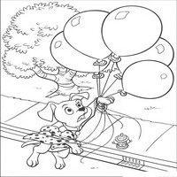 Раскраски с героями из мультфильма 101 долматиец (101 Dalmatians) - Щенок на воздушных шариках