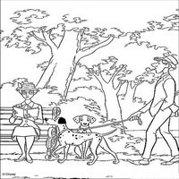 Раскраски с героями из мультфильма 101 долматиец (101 Dalmatians) - прогулка