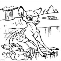 Раскраски с героями из мультфильма Бемби (Bambi) - Бэмби с зайкой