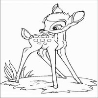 Раскраски с героями из мультфильма Бемби (Bambi) - Бэмби гуляет