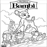 Раскраски с героями из мультфильма Бемби (Bambi) - Бэмби и друзья