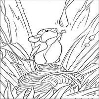 Раскраски с героями из мультфильма Бемби (Bambi) - мышка умывется