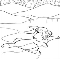 Раскраски с героями из мультфильма Бемби (Bambi) - Зайчик катается