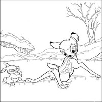 Раскраски с героями из мультфильма Бемби (Bambi) - у Бэмби заплетаются ноги