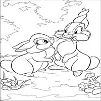 Раскраски с героями из мультфильма Бемби (Bambi) - зайчата веселятся
