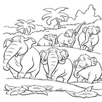 Раскраски с героями из мультфильма Книга джунглей (The Jungle Book) - слоны