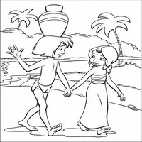 Раскраски с героями из мультфильма Книга джунглей (The Jungle Book) - дружба