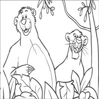 Раскраски с героями из мультфильма Книга джунглей (The Jungle Book) - Балу и Багира