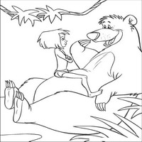 Раскраски с героями из мультфильма Книга джунглей (The Jungle Book) - разговор с Балу