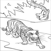 Раскраски с героями из мультфильма Книга джунглей (The Jungle Book) - Каа и Шерхан