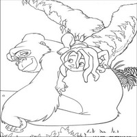 Раскраски с героями из мультфильма Книга джунглей (The Jungle Book) - Тарзан с момой обезъяной