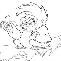 Раскраски с героями из мультфильма Книга джунглей (The Jungle Book) - обезьянка с бананом