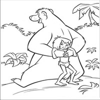 Раскраски с героями из мультфильма Книга джунглей 2 (The Jungle Book 2) - Балу прячет Маугли