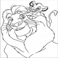 Раскраски с героями из мультфильма Король лев (The Lion King) - прогулка с папой