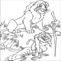 Раскраски с героями из мультфильма Король лев (The Lion King) - совет Мудреца