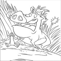 Раскраски с героями из мультфильма Король лев (The Lion King) - Тимон и Пумба убегают