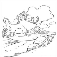 Раскраски с героями из мультфильма Король лев (The Lion King) - Пумба гуляет