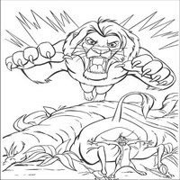 Раскраски с героями из мультфильма Король лев (The Lion King) - защита друзей