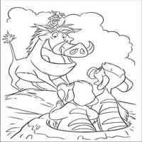Раскраски с героями из мультфильма Король лев (The Lion King) - встреча с сусликами