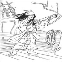 Раскраски с героями из фильма Пираты Карибского моря (Pirates of the Caribbean) - Джек с подзорной трубой