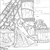 Раскраски с героями из фильма Пираты Карибского моря (Pirates of the Caribbean) - платье на корабле