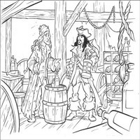 Раскраски с героями из фильма Пираты Карибского моря (Pirates of the Caribbean) - Джек в кабаке
