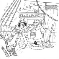 Раскраски с героями из фильма Пираты Карибского моря (Pirates of the Caribbean) - Джек Воробей и Гиббс