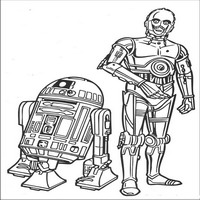 Раскраски с героями из саги Звездные войны (Star Wars) - роботы C-3PO и R2-D2