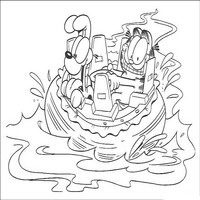 Раскраски с героями по мотивам фильма Гарфилд (Garfield) - Гарфилд плавает