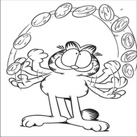 Раскраски с героями по мотивам фильма Гарфилд (Garfield) - Гарфилд жанглирует
