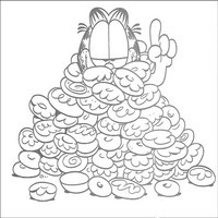 Раскраски с героями по мотивам фильма Гарфилд (Garfield) - в пончиках