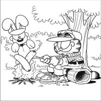 Раскраски с героями по мотивам фильма Гарфилд (Garfield) - Гарфилд в походе