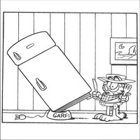 Раскраски с героями по мотивам фильма Гарфилд (Garfield) - Гарфилд с холодильником