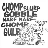 Раскраски с героями по мотивам фильма Гарфилд (Garfield) - Гарфилд быстро ест из миски