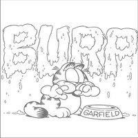 Раскраски с героями по мотивам фильма Гарфилд (Garfield) - Гарфид поел
