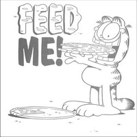 Раскраски с героями по мотивам фильма Гарфилд (Garfield) - Гарфилд с пиццей