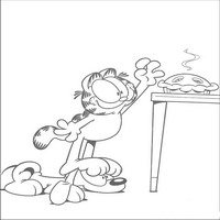 Раскраски с героями по мотивам фильма Гарфилд (Garfield) - Гарфилд и пирог
