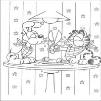 Раскраски с героями по мотивам фильма Гарфилд (Garfield) - гарфилд, друг и спагетти